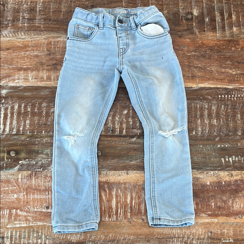 Cat & Jack Girls' Light Blue Distressed Jeans